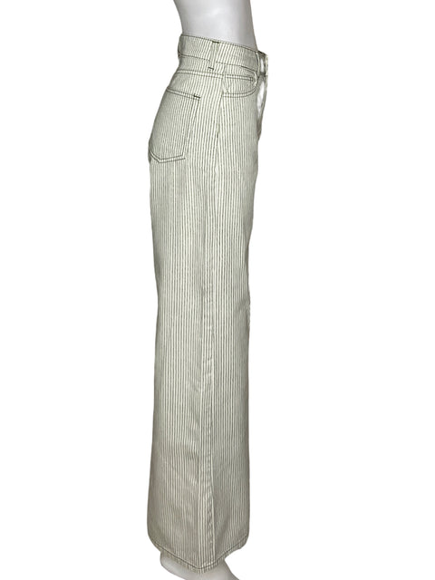 Pantalón Zara Basta Ancha Líneas Blanco - Talla 2
