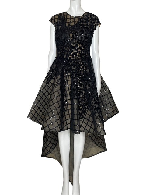 Vestido Tesoro TPS Asimétrico Cuadriculado Negro-Talla S