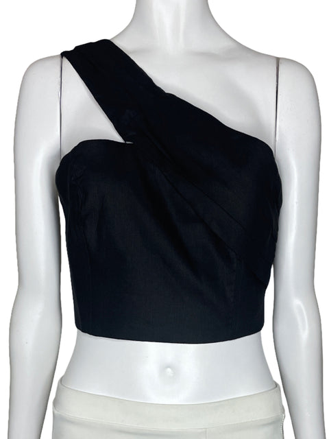 Top Milly One Shoulder Drapeado Negro-Talla S