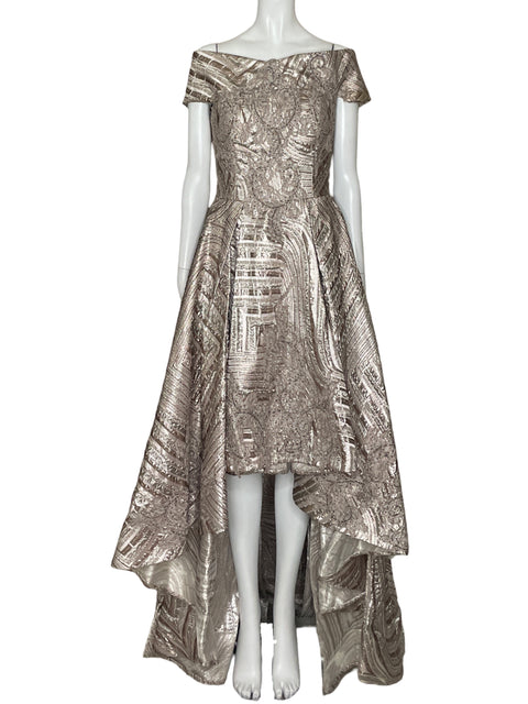 Vestido Mona Rosa Asimétrico Dorado-Talla S