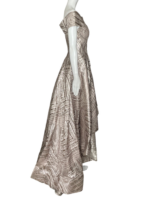 Vestido Mona Rosa Asimétrico Dorado-Talla S