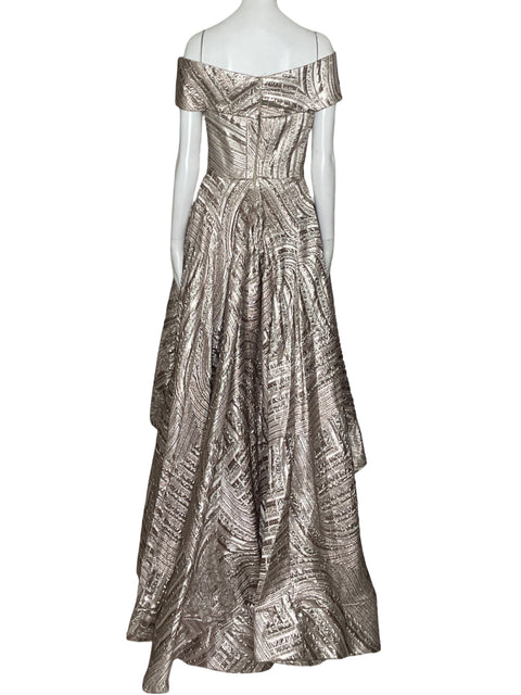Vestido Mona Rosa Asimétrico Dorado-Talla S