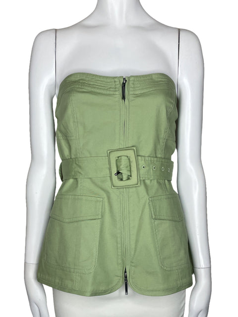 Top Simkhai Cremallera Cinturon Verde-Talla 8