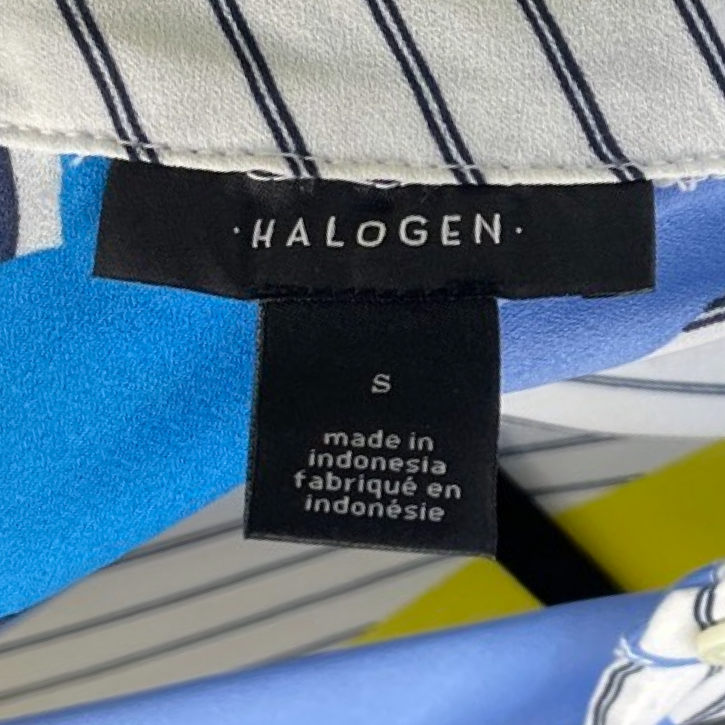 Blusa Halogen Manga Larga Fluida Lineas Azul-Talla S