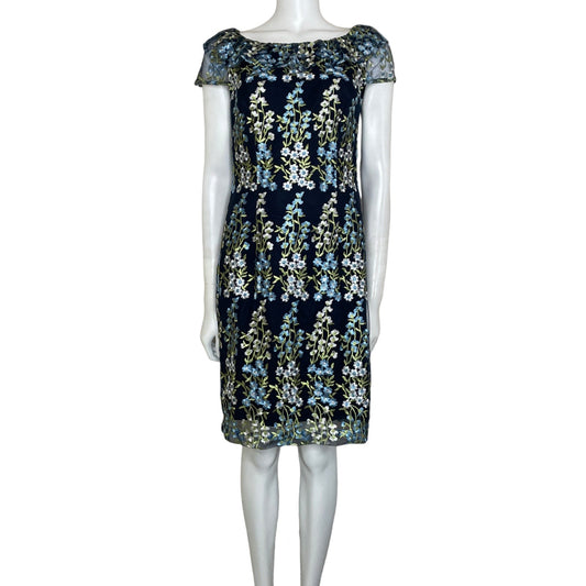 Vestido Karl Lagerfeld Bordado Floral Azul-Talla U