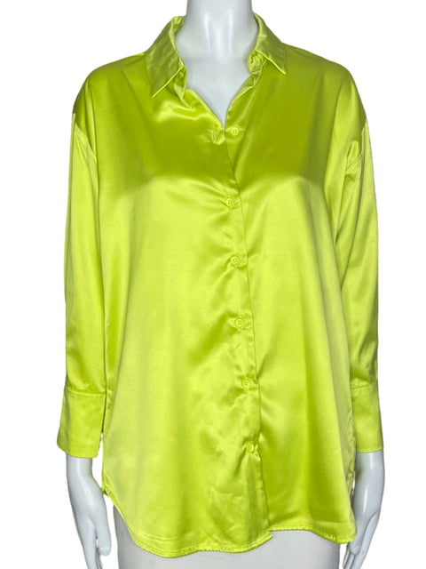 Camisa Scarsa Manga Larga Seda Verde- Talla M