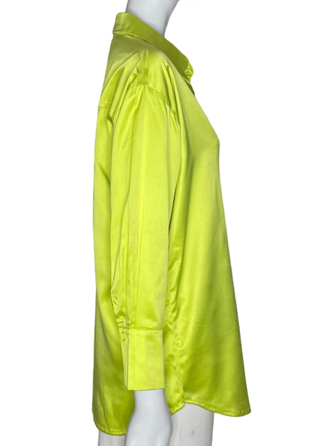 Camisa Scarsa Manga Larga Seda Verde- Talla M