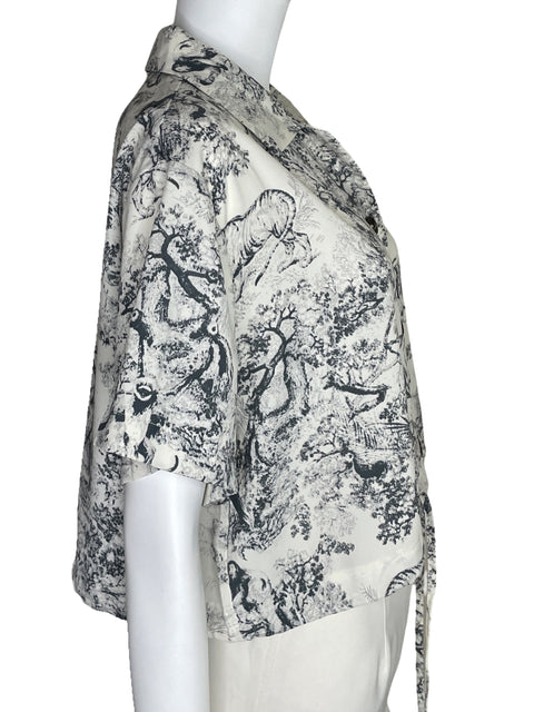 Camisa Aakaa Crop Estampada Blanco-Talla L