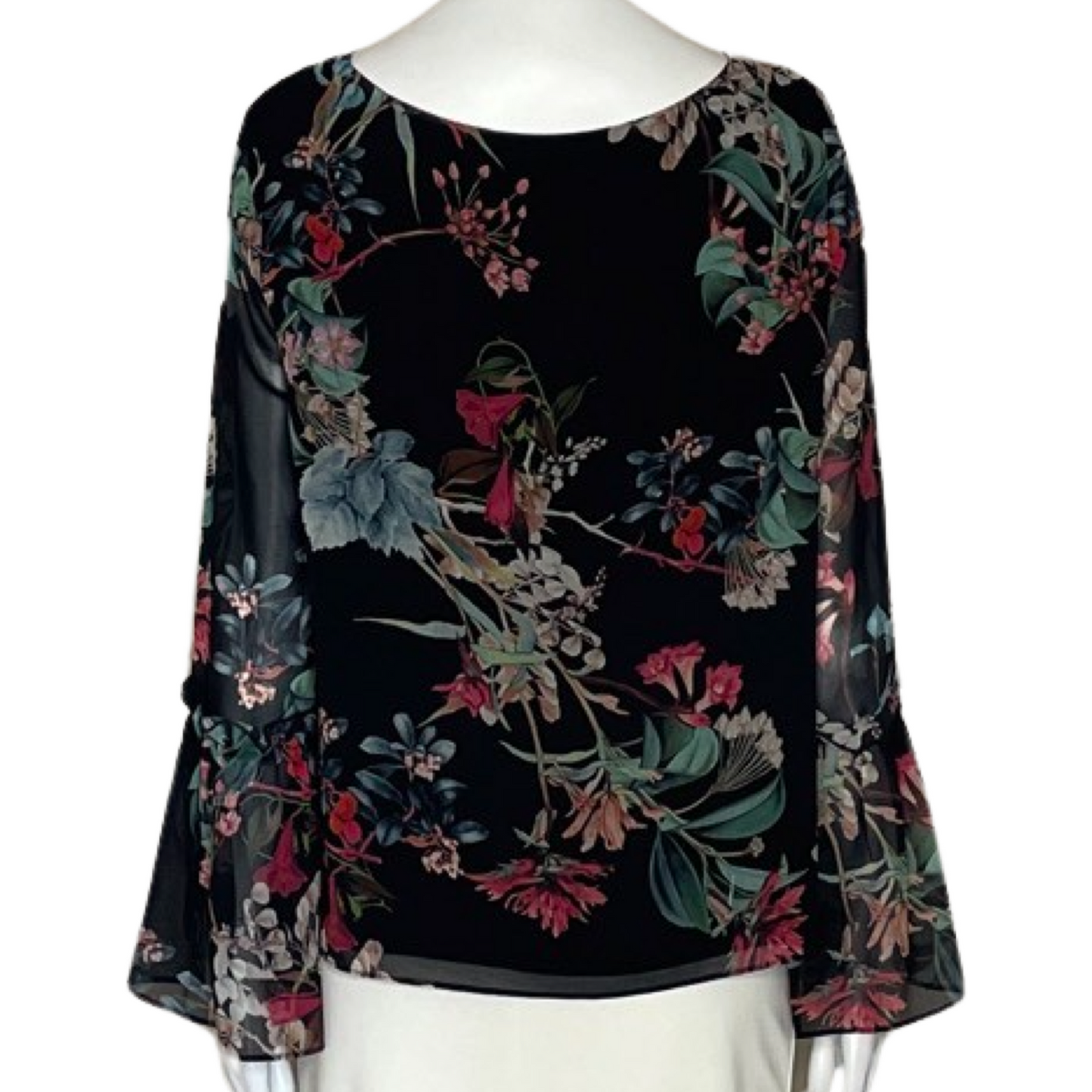 Blusa Karen Kane Mangas Vuelos Estampada Flores
Negro-Talla S