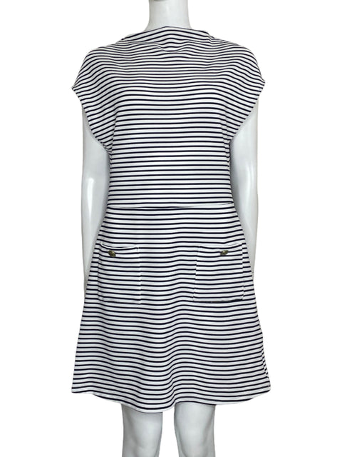 Vestido Zara Mini Rayas Sin Mangas Azul-Talla L
