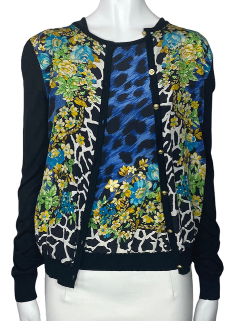 Set Versace Cardigan+Blusa Flores Negro-Talla 42