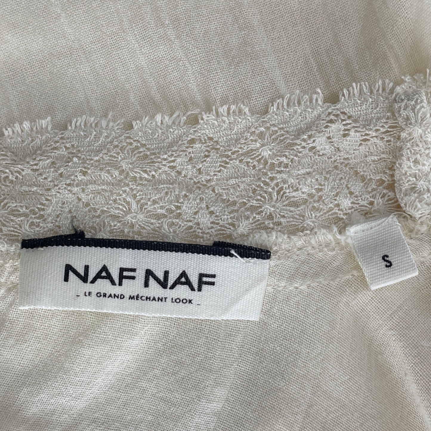 Blusa Naf Naf Encaje Manga Larga Blanco-Talla U