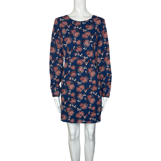 Vestido ZARA Trafaluc CutOut Floral Azul Navy-Talla L