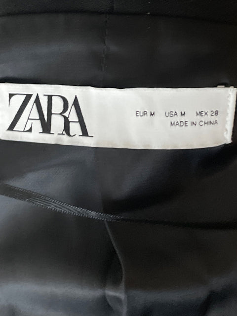 Blazer Zara Mangas Drapeadas Negro-Talla M