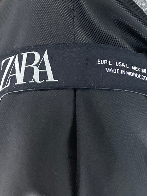 Abrigo Zara Cruzado Gris-Talla L