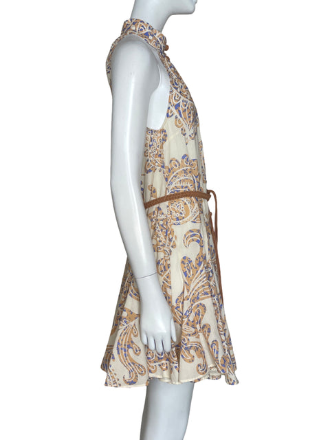 Vestido Zara Halter Cinturon Beige - Talla XS