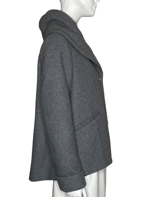 Abrigo Zara Cruzado Gris-Talla L