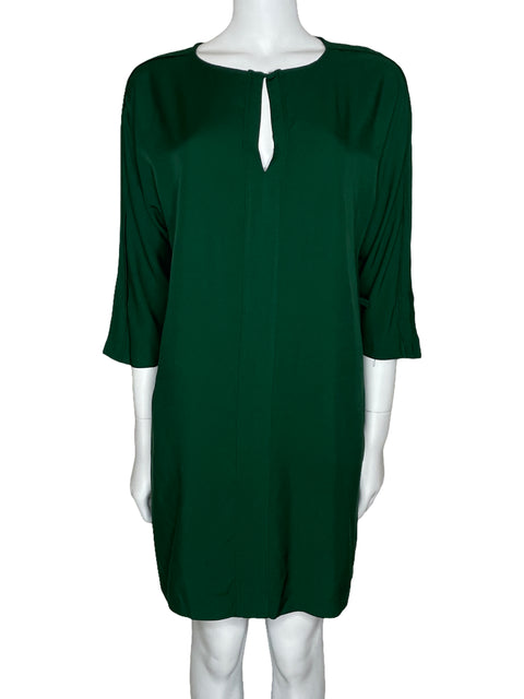 Vestido Zara Fluido Media Manga Verde-Talla M