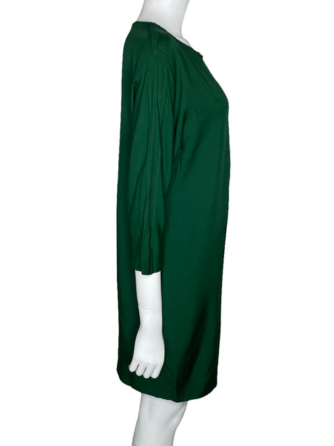 Vestido Zara Fluido Media Manga Verde-Talla M