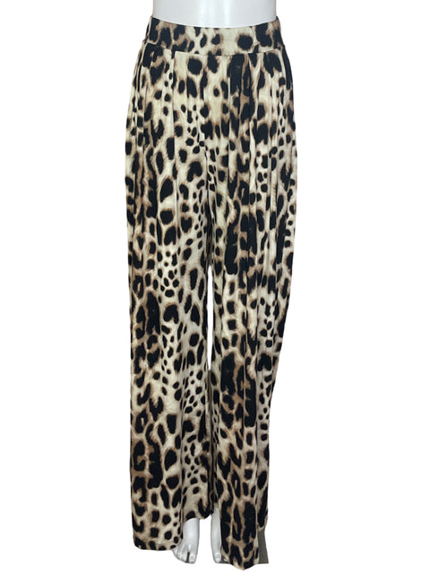Pantalón Win Win Palazo Animal Print Beige- Talla S