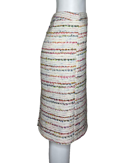 Falda J.Crew Midi Tweed Blanco-Talla 12