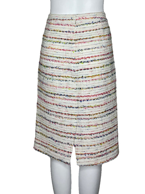 Falda J.Crew Midi Tweed Blanco-Talla 12