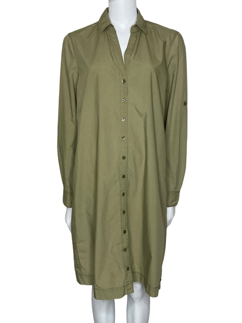 Vestido Tommy Hilfiger Camisero Manga Larga Verde-Talla 12