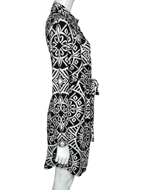 Vestido Inc International Estampado Manga Larga Blanco-Talla L