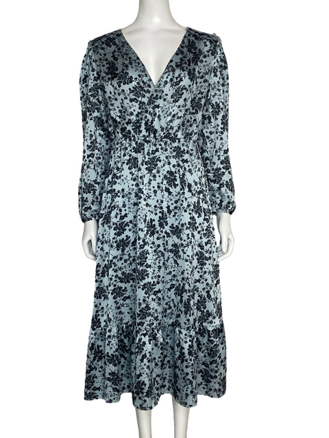 Vestido Tesoro TPS Floral Satinado Azul-Talla M