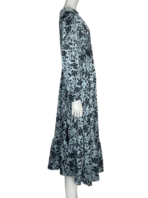 Vestido Tesoro TPS Floral Satinado Azul-Talla M