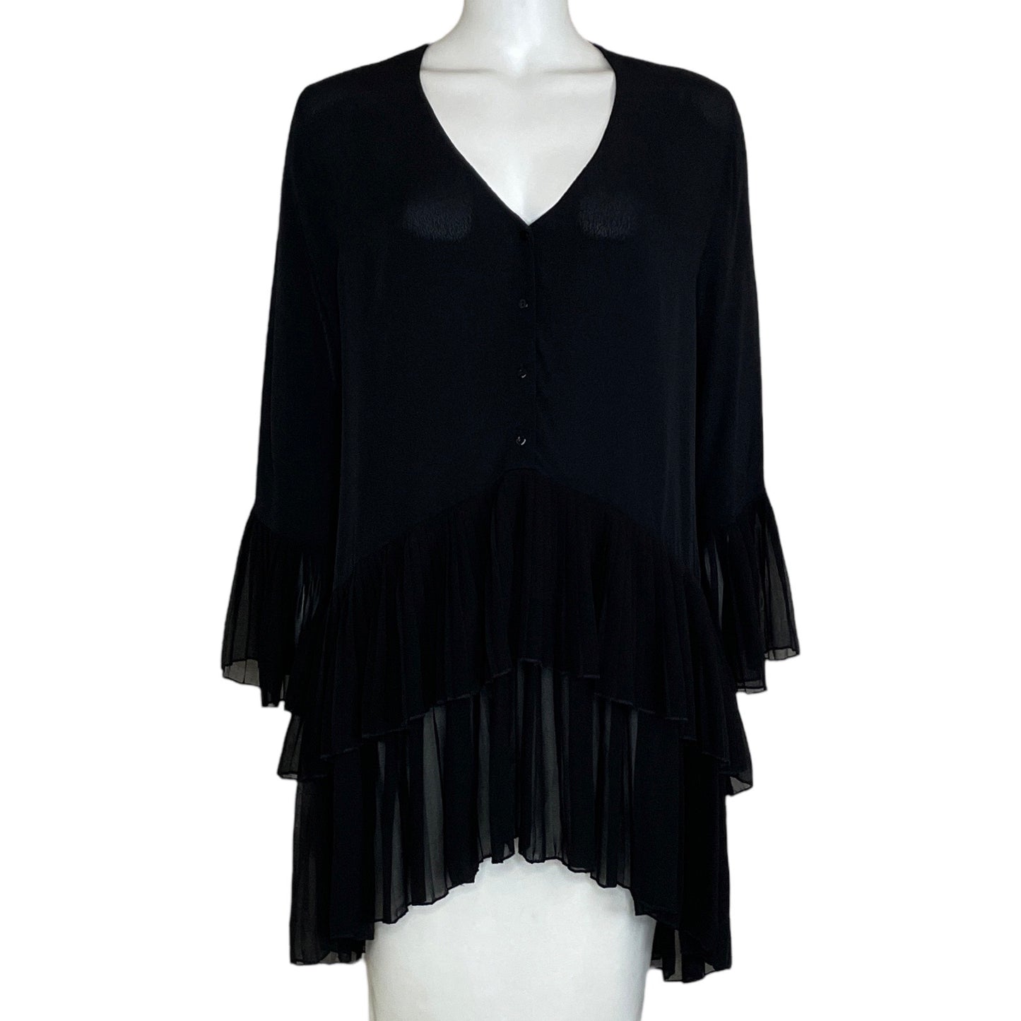 Blusa Zara Vuelos Larga Negro-Talla L