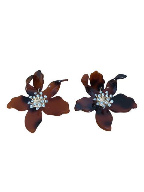 Pendientes Tesoro TPS Flor Acrilico Marròn-Talla U