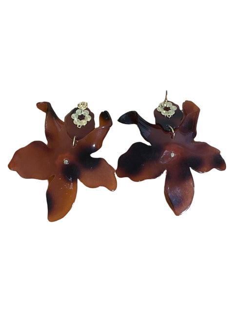 Pendientes Tesoro TPS Flor Acrilico Marròn-Talla U