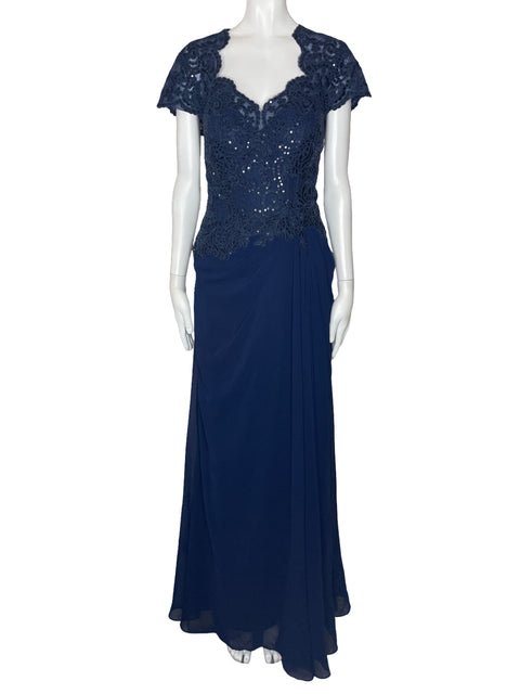Vestido Tesoro TPS Lentejuelas Encaje Azul-Talla 14