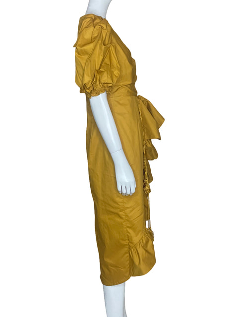 Vestido Shein Premium Abullonado Mostaza-Talla M
