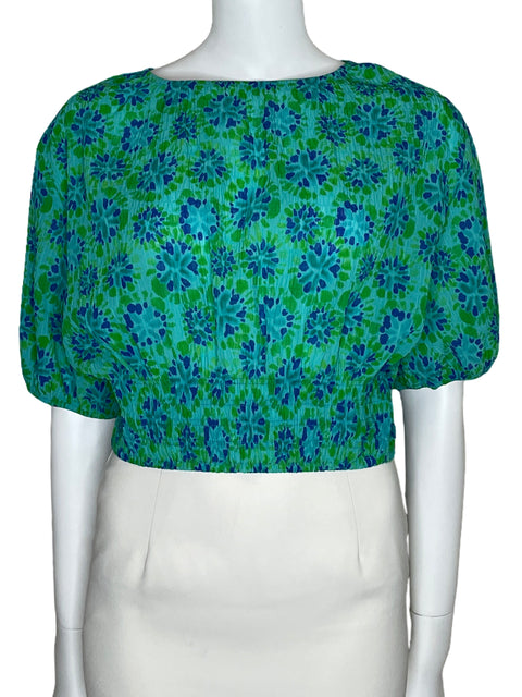 Blusa Desigual Crinkle Manga Corta Azul-Talla XL