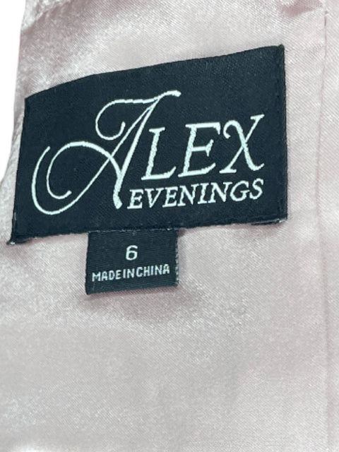 Vestido Alex Evenings Encaje Mangas Rosado-Talla 6