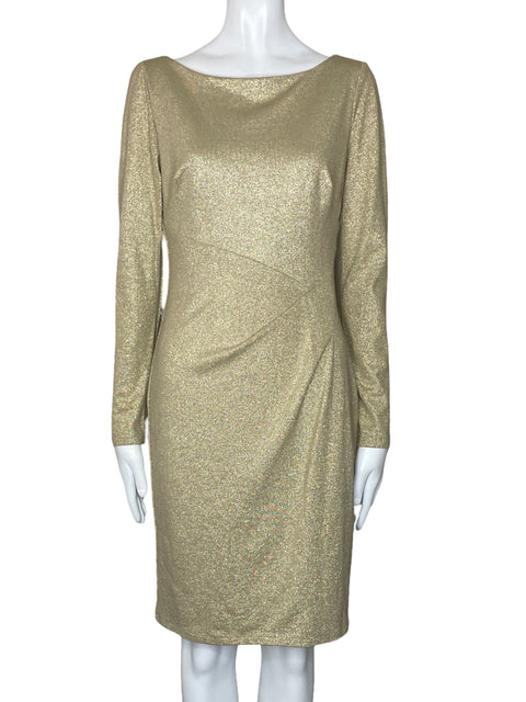 Vestido Ralph Lauren Brillo Mangas Dorado-Talla 6