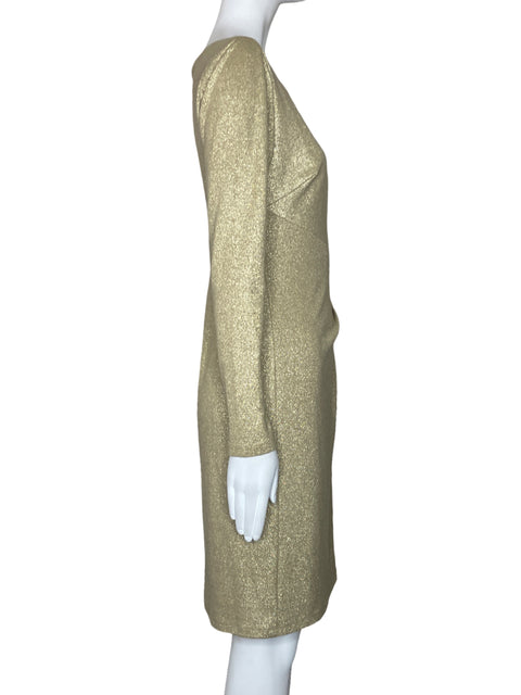 Vestido Ralph Lauren Brillo Mangas Dorado-Talla 6