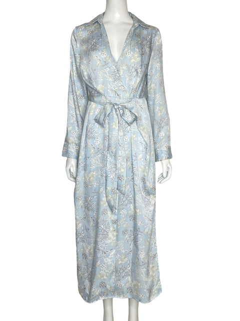 Vestido Zara Camisero Floral Azul-Talla M