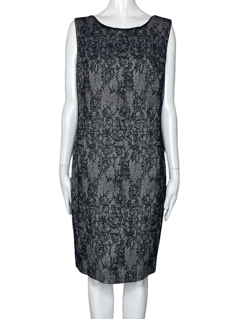 Vestido Tahari Estampado Sin Mangas Negro-Talla 10