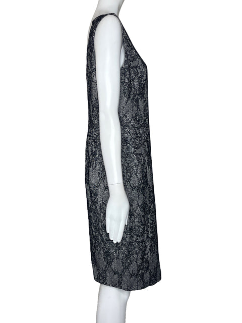 Vestido Tahari Estampado Sin Mangas Negro-Talla 10