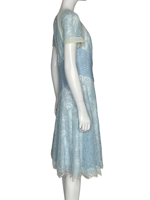 Vestido Tadashi Shoji Mini Encaje Azul-Talla 6