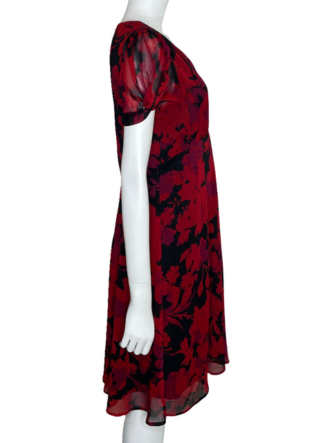 Vestido Calvin Klein Floral FLuido Negro-Talla 10