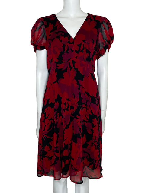 Vestido Calvin Klein Floral FLuido Negro-Talla 10