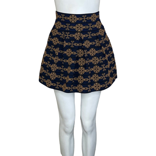 Falda Wow Couture Plisado Estampado Azul-Talla M