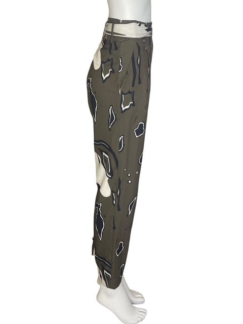 Pantalón Dudalina Fajon Estampado Verde- Talla 36