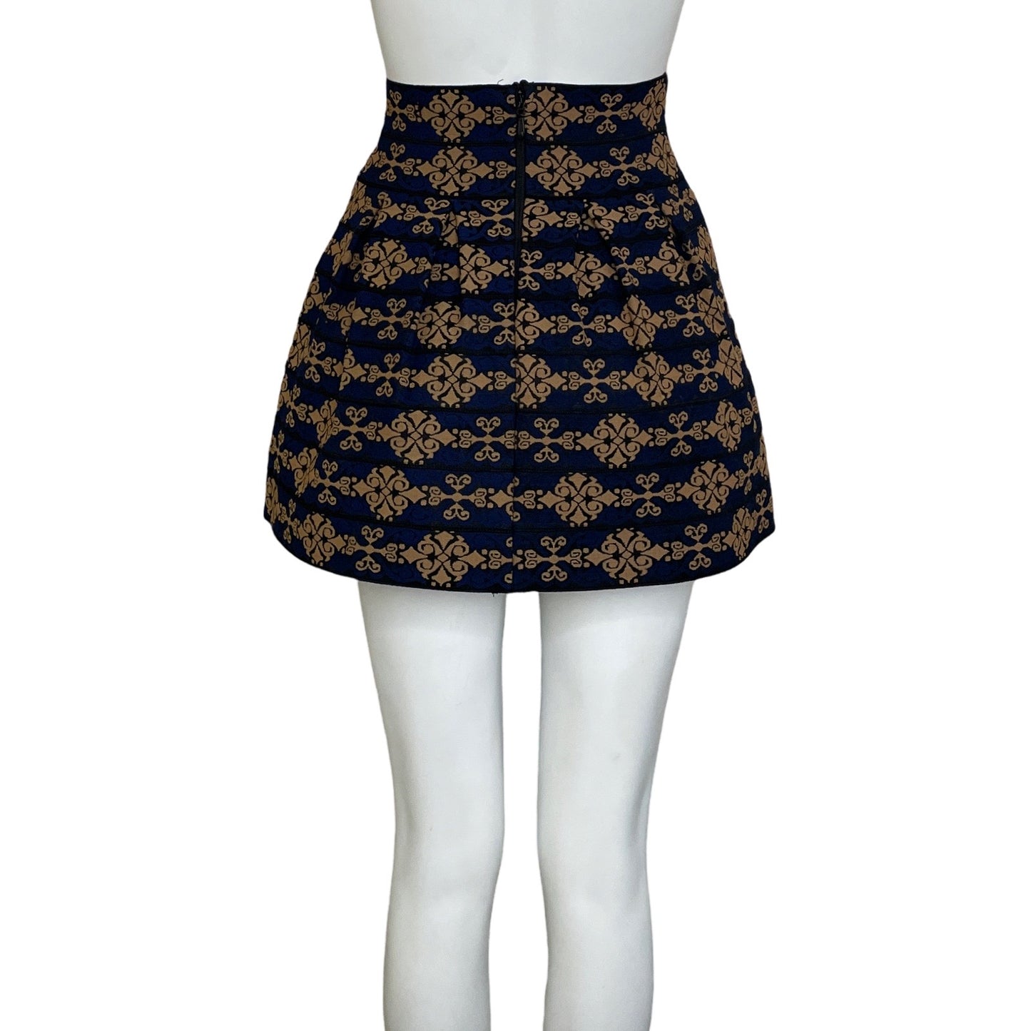 Falda Wow Couture Plisado Estampado Azul-Talla M