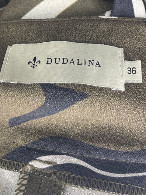 Pantalón Dudalina Fajon Estampado Verde- Talla 36