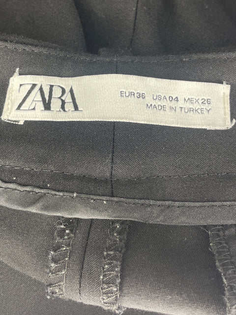 Pantalón Zara Recto Bolsillos Negro- Talla 36